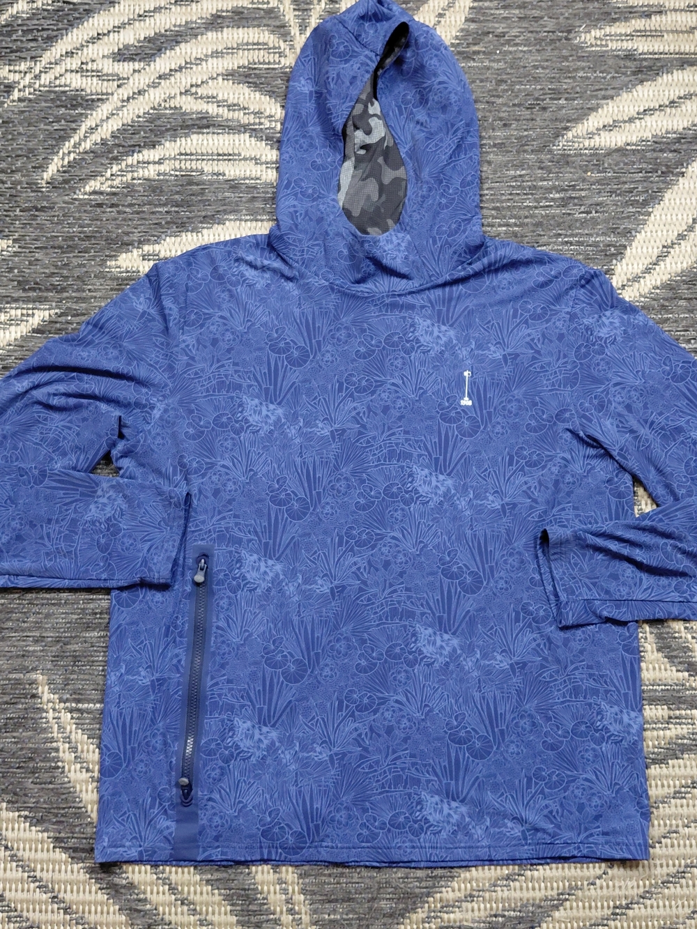 Greyson Blue Floral Camo Hooded Pullover Shirt Men's XL Golf Performance